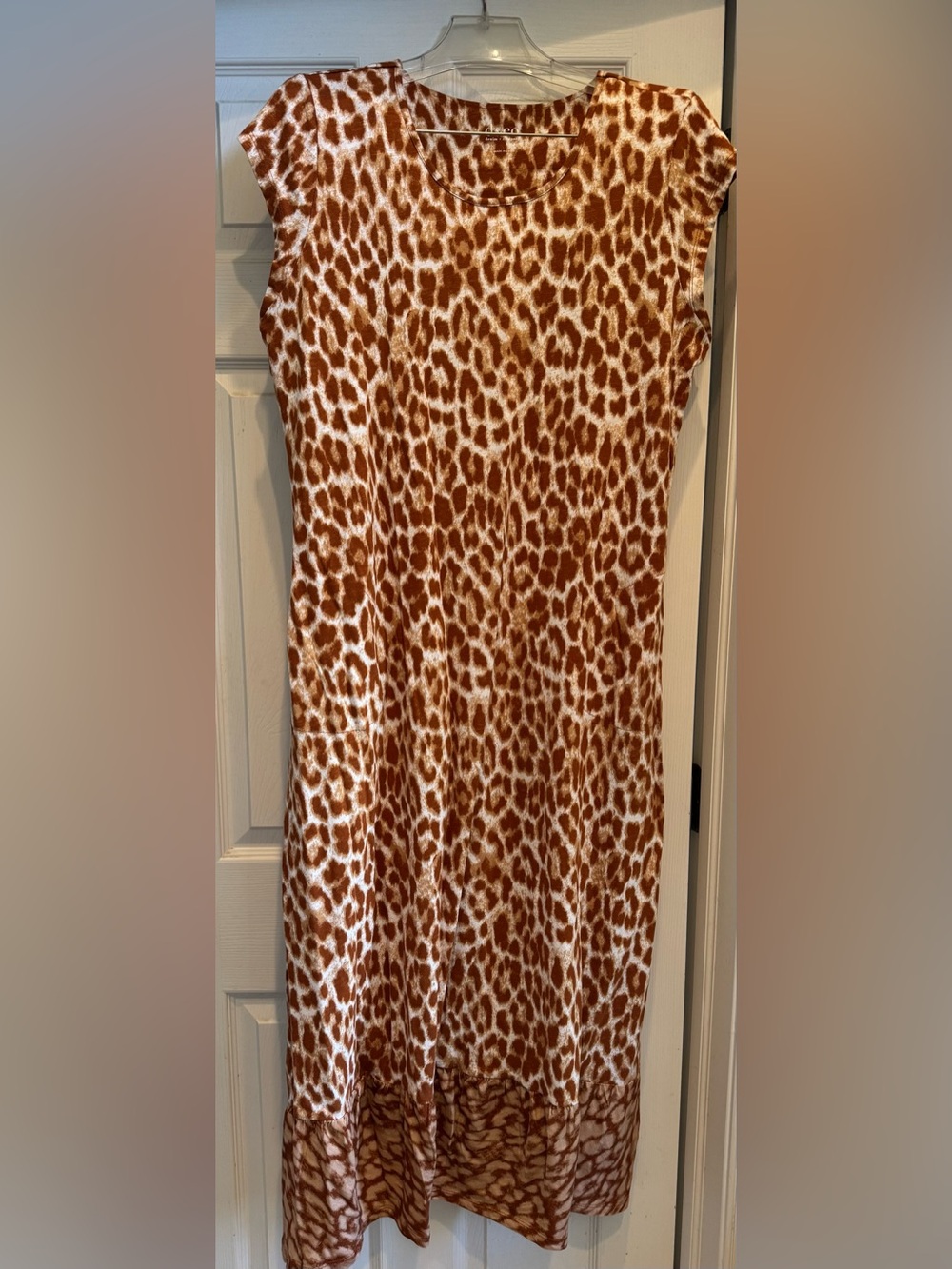 NWOT Denim & Company Brown & White Animal Print Maxi Dress